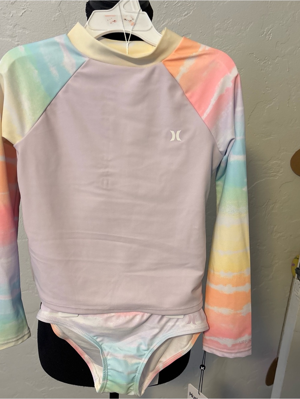 Rainbow Girls' Pastel Tie-Dye Rashguard Set - Lavender & Multicolor